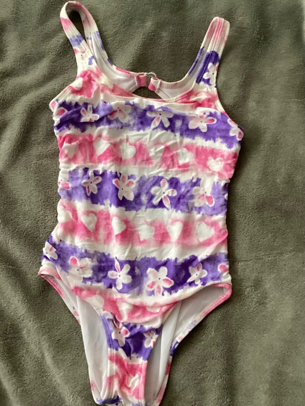 Circo Girl Floral One Piece Swimsuit Size 7 8 Pink Purple White